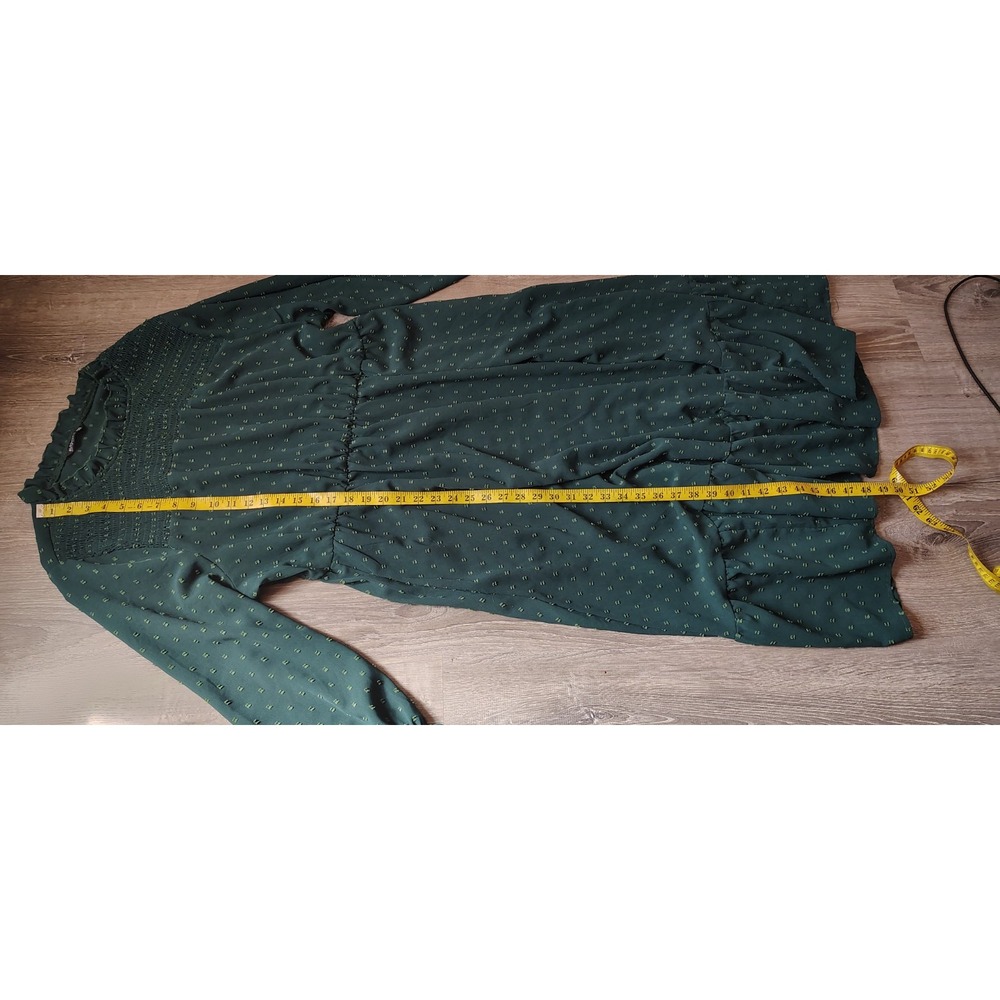 Bloomchick 22-24 Raised Embroidered Print Pocket Layered Hem Dress Green Pockets - Picture 10 of 11
